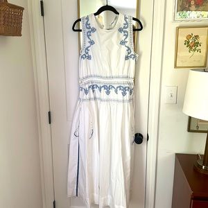 Zara White Embroidered Dress
